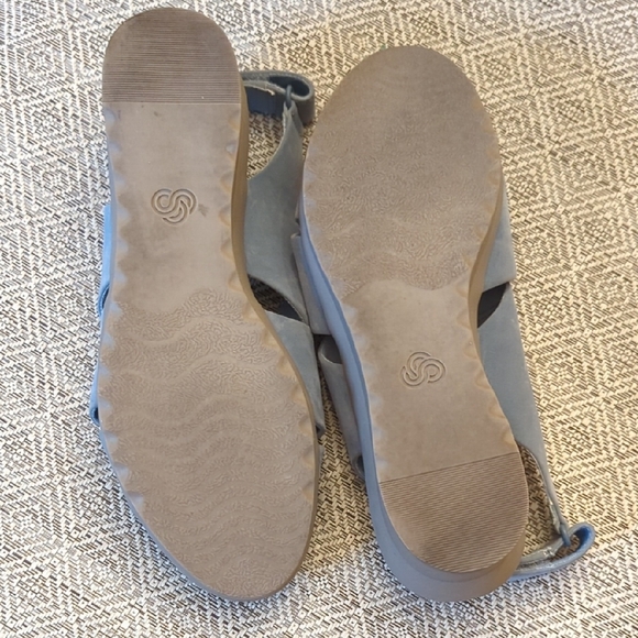 Cloudsteppers by Clarks Light Blue Suede Wedge Sandals - Picture 11 of 12